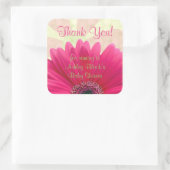 Pink Gerbera Daisy Baby Dusche Vielen Dank Quadratischer Aufkleber (Tasche)