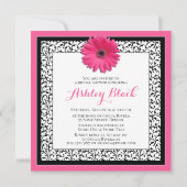 Pink Gerbera Daisy Black Bridal Dusche Einladung (Rückseite)