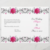 Pink Gerbera Daisy Black Floral Wedding Program (Vorderseite)