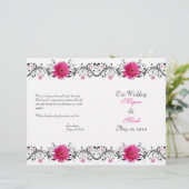 Pink Gerbera Daisy Black Floral Wedding Program (Stehend Vorderseite)