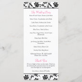 Pink Gerbera Daisy Black Floral Wedding Program Programm (Rückseite)