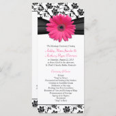 Pink Gerbera Daisy Black Floral Wedding Program Programm (Vorne/Hinten)