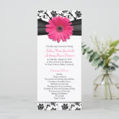 Pink Gerbera Daisy Black Floral Wedding Program Programm (Stehend Vorderseite)