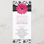 Pink Gerbera Daisy Black Floral Wedding Program Programm (Vorderseite)
