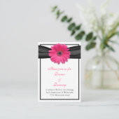 Pink Gerbera Daisy Black Ribbon Empfang Card Begleitkarte (Stehend Vorderseite)
