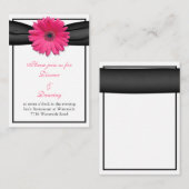 Pink Gerbera Daisy Black Ribbon Empfang Card Begleitkarte (Vorne/Hinten)
