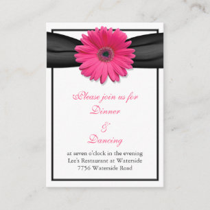 Pink Gerbera Daisy Black Ribbon Empfang Card Begleitkarte
