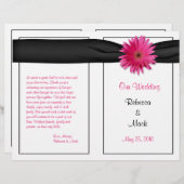 Pink Gerbera Daisy Black Ribbon Wedding Program (Vorne/Hinten)