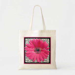 Pink Gerbera Daisy Black Wedding Welcome Bag Tragetasche