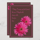 Pink Gerbera Daisy Brown Einladung zur Hochzeit (Vorne/Hinten)