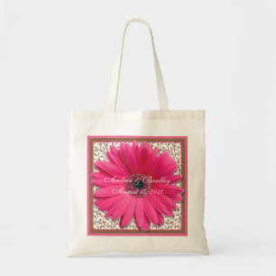 Pink Gerbera Daisy Brown Wedding Welcome Bag Tragetasche