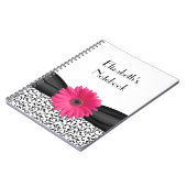 Pink Gerbera Daisy Damask Personalisiertes Noteboo Notizblock (Linke Seite)