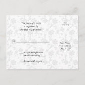 Pink Gerbera Daisy Damask Wedding UAWG Postcard Einladungspostkarte (Rückseite)