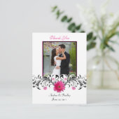 Pink Gerbera Daisy Danke, Postcard Postkarte (Stehend Vorderseite)