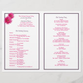 Pink Gerbera Daisy Eggplant Ribbon Wedding Program (Rückseite)