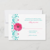 Pink Gerbera Daisy Floral Reply Card RSVP Karte (Rückseite)