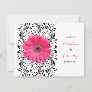 Pink Gerbera Daisy Floral Response Card RSVP Karte