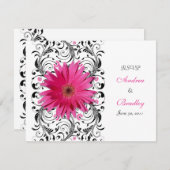 Pink Gerbera Daisy Floral UAWG Replik Card RSVP Karte (Vorne/Hinten)