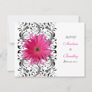 Pink Gerbera Daisy Floral UAWG Replik Card RSVP Karte