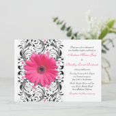 Pink Gerbera Daisy Floral Wedding Einladung (Stehend Vorderseite)