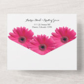Pink Gerbera Daisy Floral Wedding RSVP All In One Einladung (Rückseite)