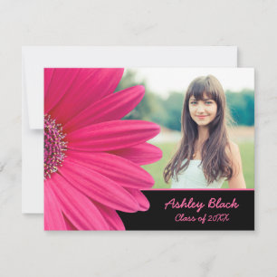 Pink Gerbera Daisy Foto Abschluss Einladung