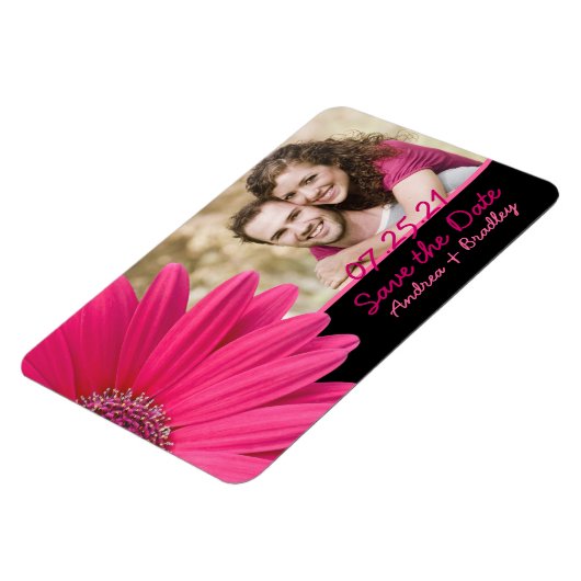 Pink Gerbera Daisy Foto Wedding Magnet (Linke Seite)