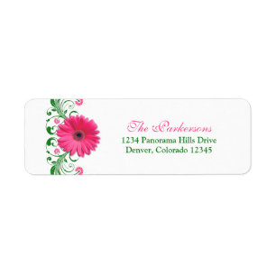 Pink Gerbera Daisy Green Floral Wedding Address