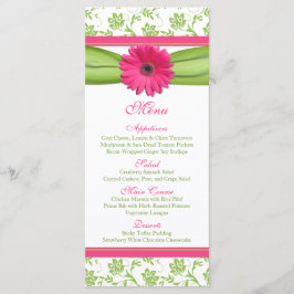 Pink Gerbera Daisy Green Floral Wedding Menu Menükarte