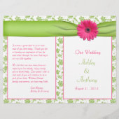 Pink Gerbera Daisy Green Floral Wedding Program (Vorderseite)