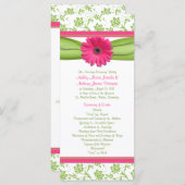 Pink Gerbera Daisy Green Floral Wedding Program Programm (Vorne/Hinten)