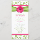 Pink Gerbera Daisy Green Floral Wedding Program Programm (Vorderseite)
