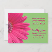 Pink Gerbera Daisy Green Foto Wedding Save The Date (Rückseite)