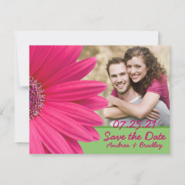 Pink Gerbera Daisy Green Foto Wedding Save The Date