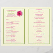 Pink Gerbera Daisy Green Ribbon Wedding Program (Rückseite)