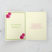 Pink Gerbera Daisy Green Ribbon Wedding Vielen Dan Dankeskarte (Innenseite)