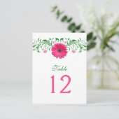 Pink Gerbera Daisy Green Tischnummer Card (Stehend Vorderseite)