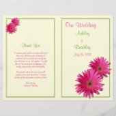 Pink Gerbera Daisy Green Wedding Program (Vorderseite)