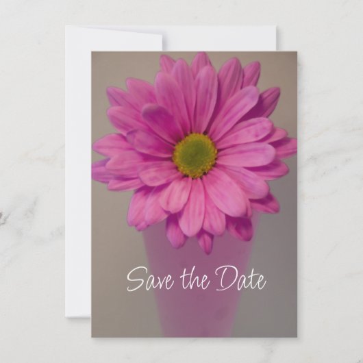 Pink Gerbera Daisy in Vase Wedding Save the Date (Vorderseite)