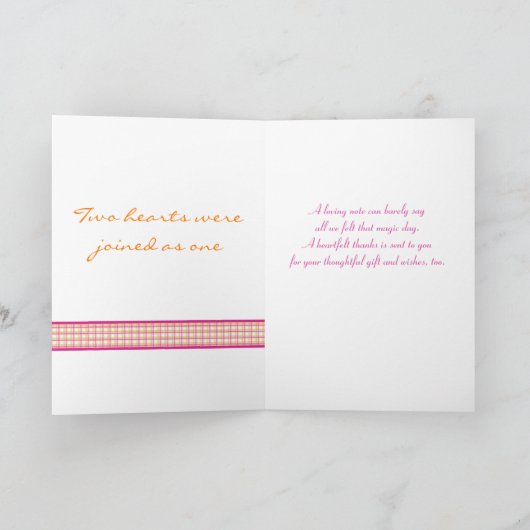 Pink Gerbera Daisy Kariert Wedding Foto Vielen Dan Dankeskarte (Innenseite)