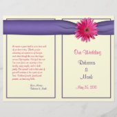 Pink Gerbera Daisy Lila Ribbon Wedding Program (Vorderseite)