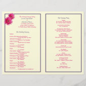 Pink Gerbera Daisy Lila Ribbon Wedding Program (Rückseite)