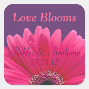 Pink Gerbera Daisy Lila Wedding Sticker