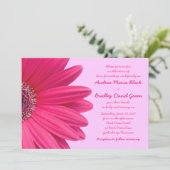 Pink Gerbera Daisy Lilac Lila Einladung zur Hochze (Stehend Vorderseite)