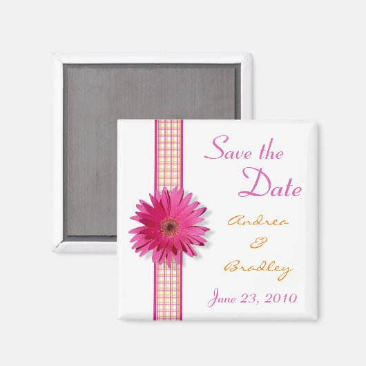 Pink Gerbera Daisy Monogram Magnet (Vorderseite/Rückseite)