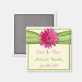 Pink Gerbera Daisy Monogram Magnet (Vorderseite/Rückseite)