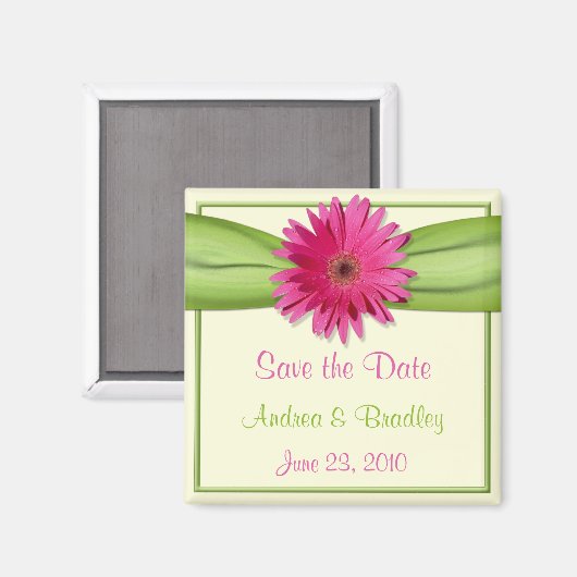 Pink Gerbera Daisy Monogram Magnet (Vorderseite/Rückseite)