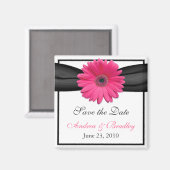 Pink Gerbera Daisy Monogram Wedding Magnet (Vorderseite/Rückseite)