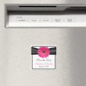 Pink Gerbera Daisy Monogram Wedding Magnet (In Situ (Geschirrspüler))