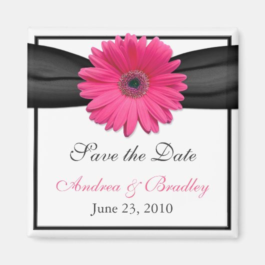 Pink Gerbera Daisy Monogram Wedding Magnet (Vorne)